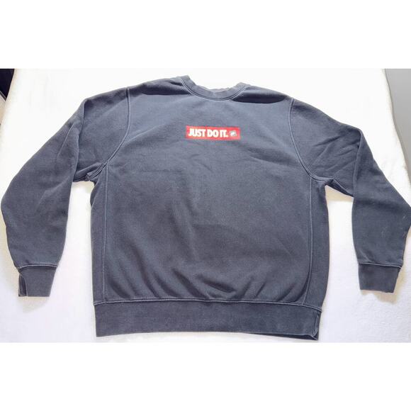 Nike Just Do It Crewneck Sweatshirt Black Mens Large "JUST DO IT" Red White - Picture 1 of 8